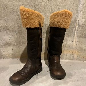 Brown leather, Sherpa lined, Ugg boots